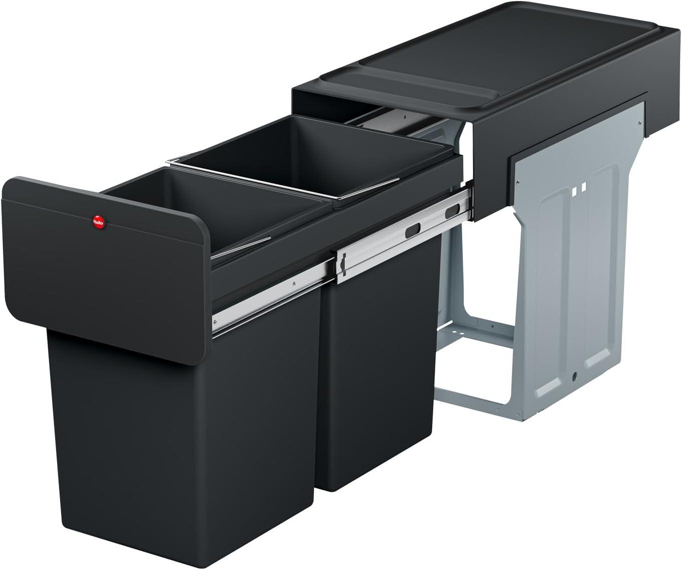 Hailo USA Inc. Plastic Manual Lift Multi-Compartments Trash & Recycling Bin