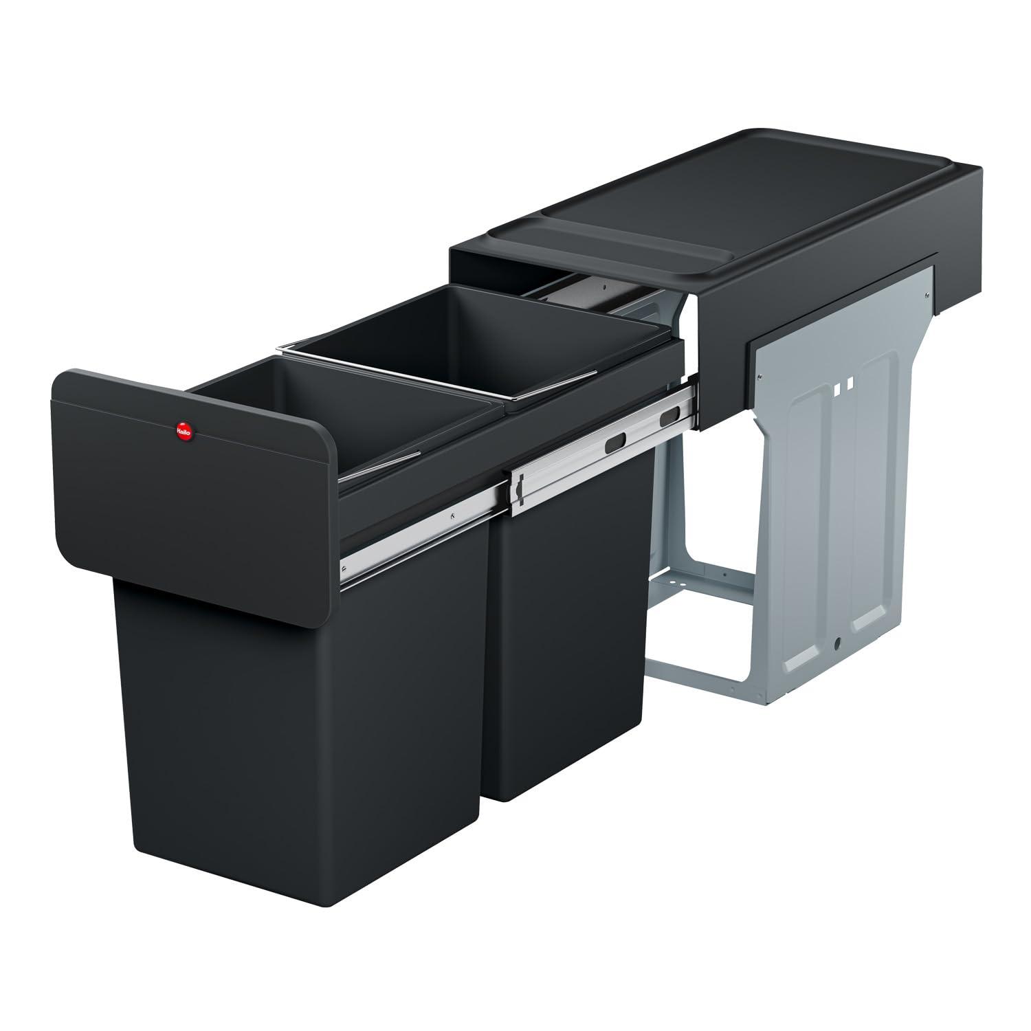 Hailo USA Inc. Plastic Manual Lift Multi-Compartments Trash & Recycling Bin