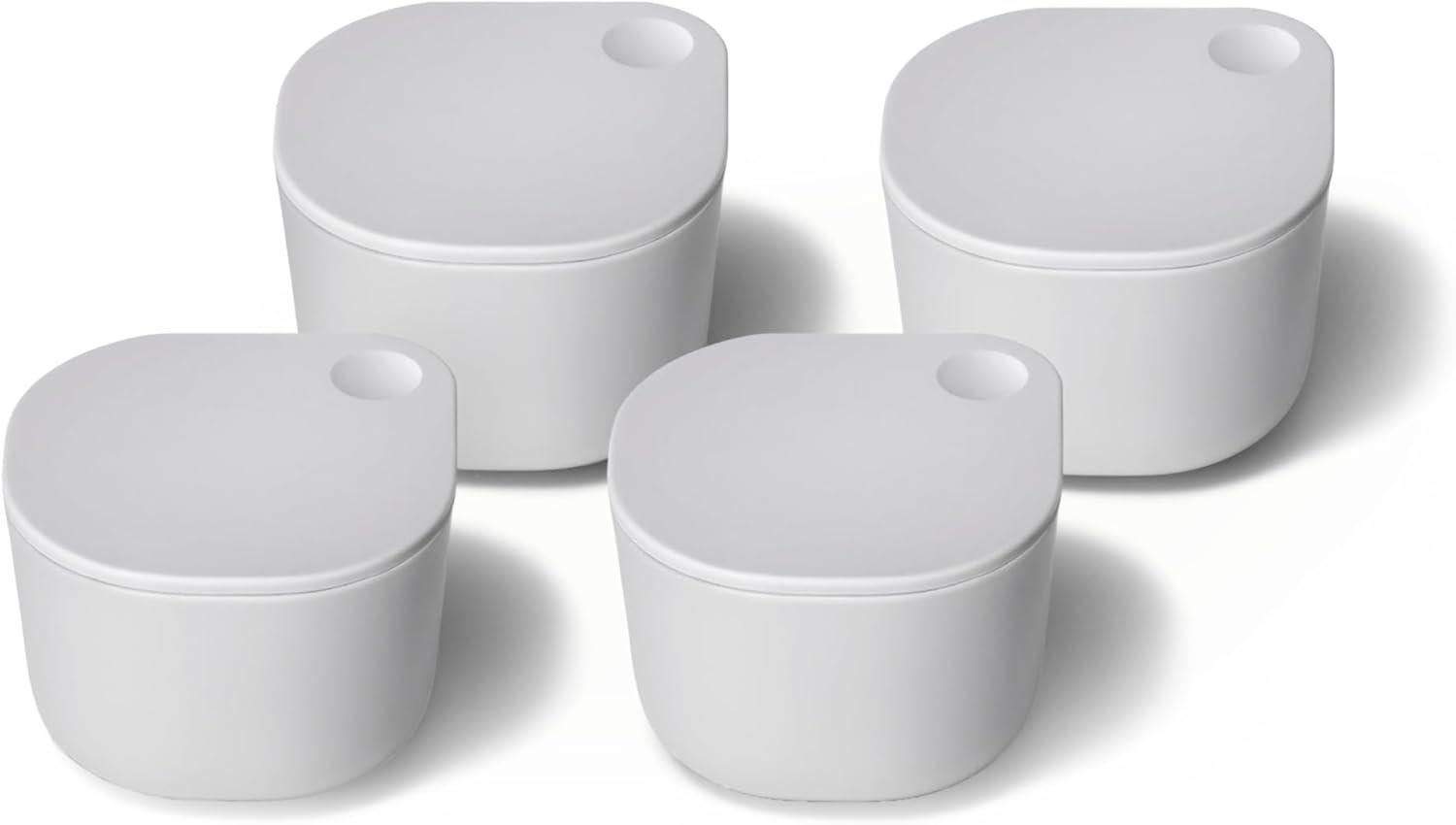 Caraway Home 4pc Dot Insert Ceramic Coated Glass Food Storage Container Set Gray