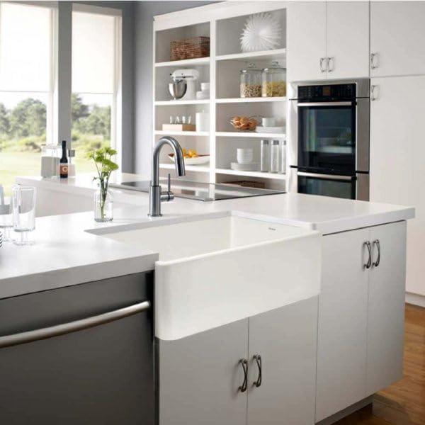 33" Fireclay Kitchen Sink, Crestwood Farmhouse Sink, White Fireclay Kitchen sink, Single Bowl Apron Front, Plain Ceramic Farm sink