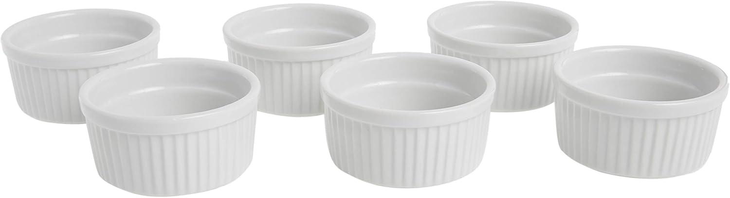 White Porcelain Ramekins Set of 6 for Baking and Serving