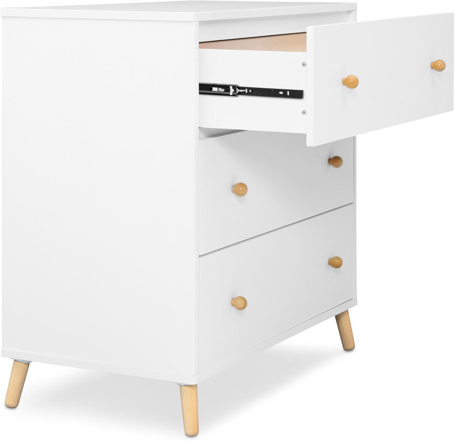 Delta Children Essex 3 Drawer Dresser with Interlocking Drawers - Greenguard Gold Certified, Bianca White/Natural