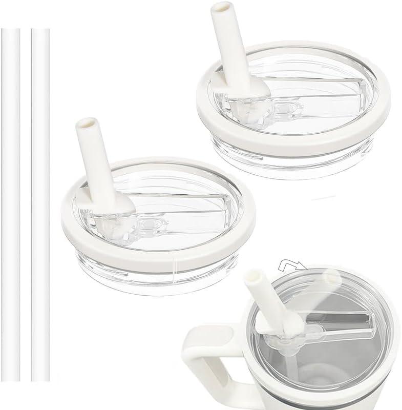 ANTAND 2 Pack 40 Oz Tumbler Flip Straw Lid Replacement Fit For Stanley Quencher, Leak Proof For Stanley Lid Replacement Spill Proof Reusable Tumbler Cover Compatible With 40oz Stanley Cup (Set of 2)