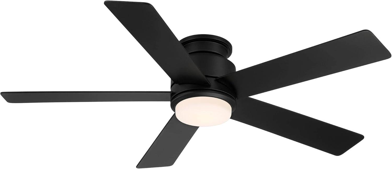 52" Casa Vieja Modern Outdoor Hugger Ceiling Fan with Dimmable LED Light Remote Control Matte Black Damp Rated for Patio Exterior