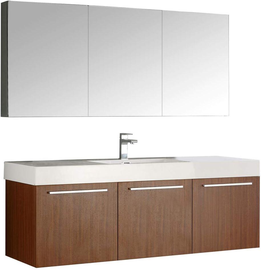 Fresca Vista 60'' Wall Mounted Modern Double Bathroom Vanity with Acrylic Vanity Top