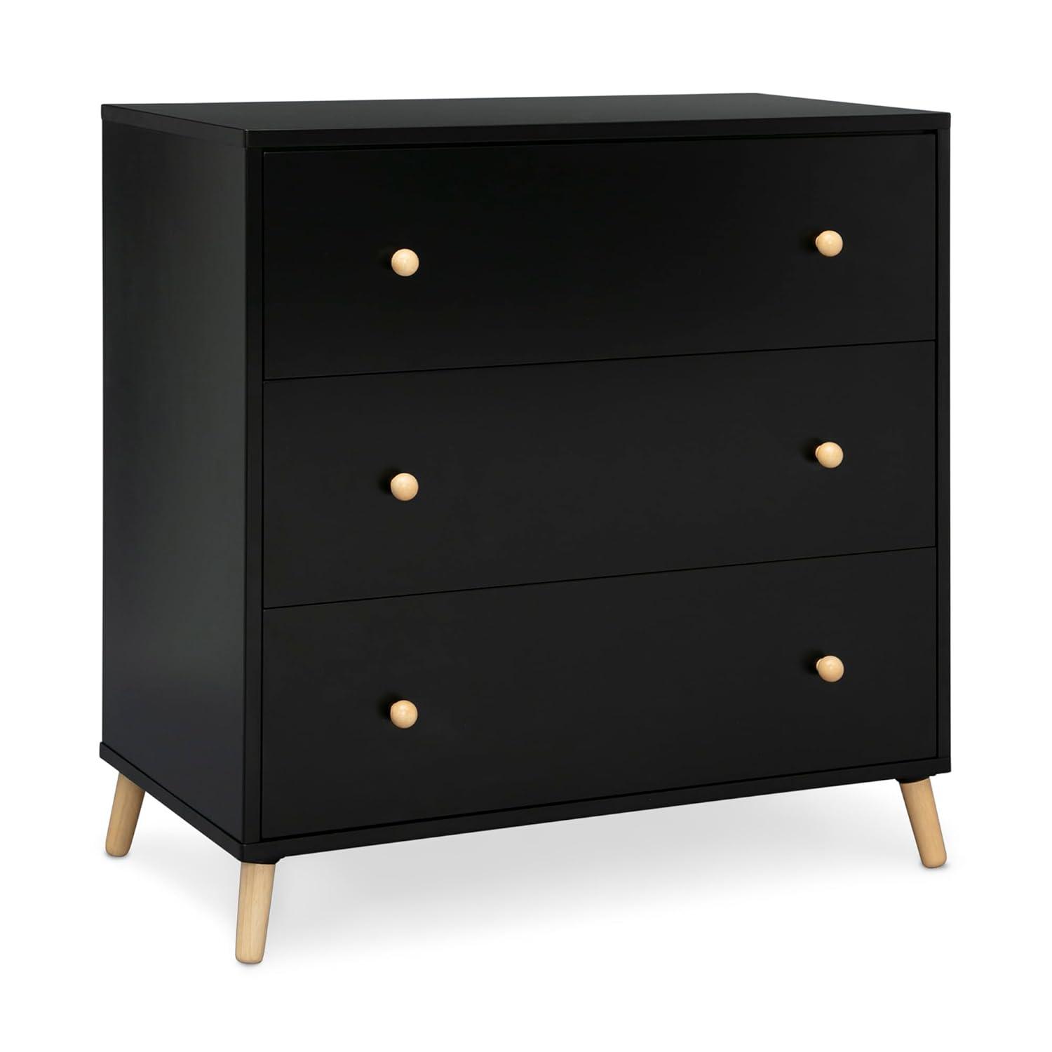 Delta Children Essex 3 Drawer Dresser with Interlocking Drawers - Greenguard Gold Certified, Ebony/Natural