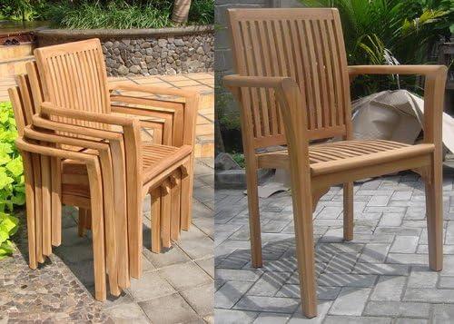 Wholesale Teak 13-Piece Patio Dining Set, Table & Lua Stacking Chairs Grade-A Teak