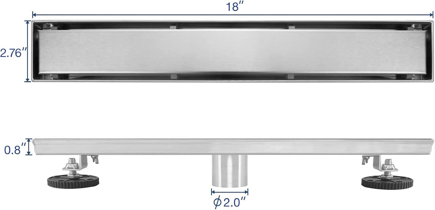 Neodrain 18-Inch Linear Shower Drain- with 2-in-1 Flat & Tile Insert Cover, Brushed 304 Stainless Steel Rectangle Shower Floor Drain,Floor Shower Drain