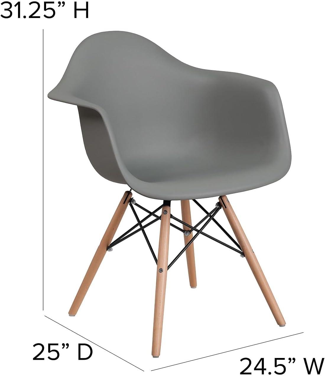 Flash Furniture Alonza Series Moss Gray Plastic Chair with Wooden Legs