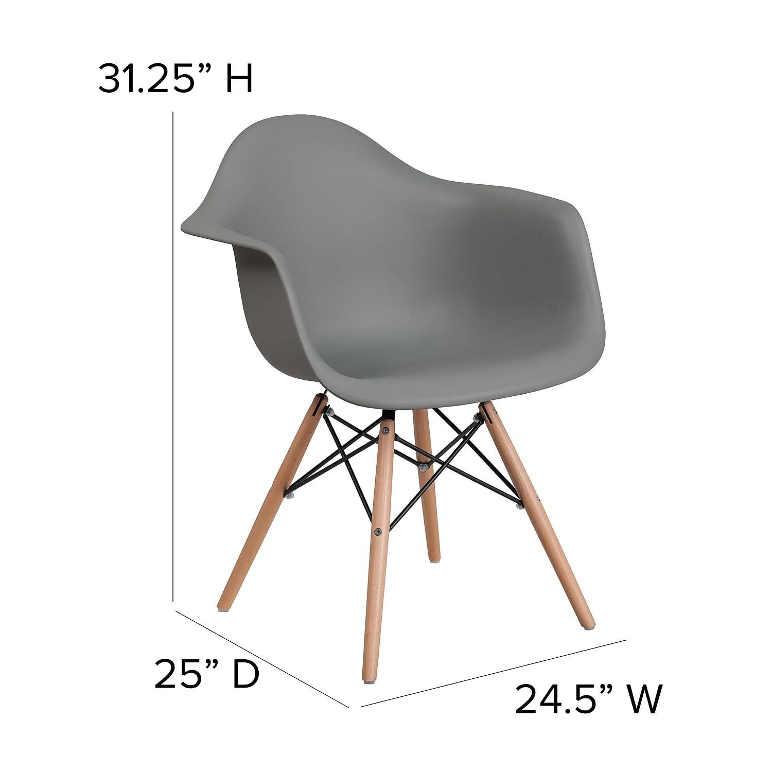 Flash Furniture Alonza Series Moss Gray Plastic Chair with Wooden Legs
