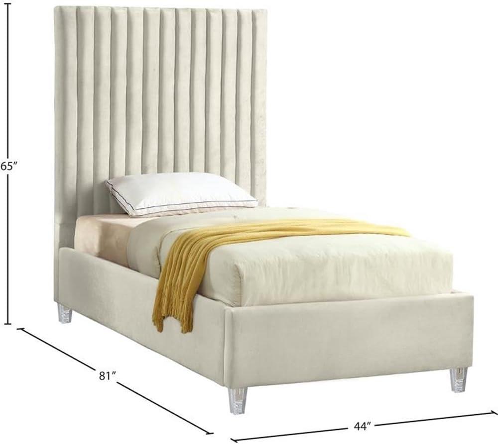 Meridian Furniture Candace Cream Velvet Full Bed
