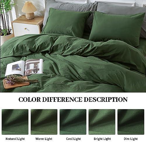 NEXHOME PRO Duvet Cover Set 100% Washed Cotton Oversized Queen 98"x98", Organic Natural Linen Look Textured 3 Pieces Bedding Set Apricot Yellow with Zipper Closure, Breathable, Soft (No Comforter)