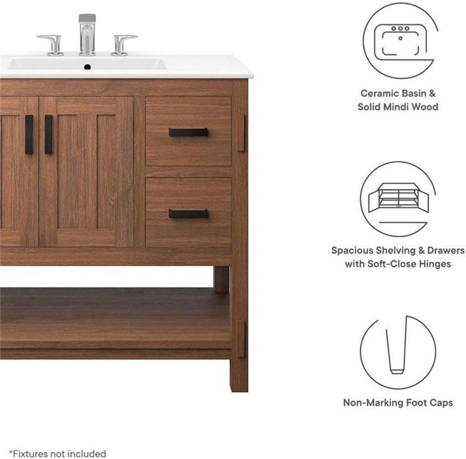 Modway Ashlyn 36'' Free Standing Single Bathroom Vanity with Ceramic Top