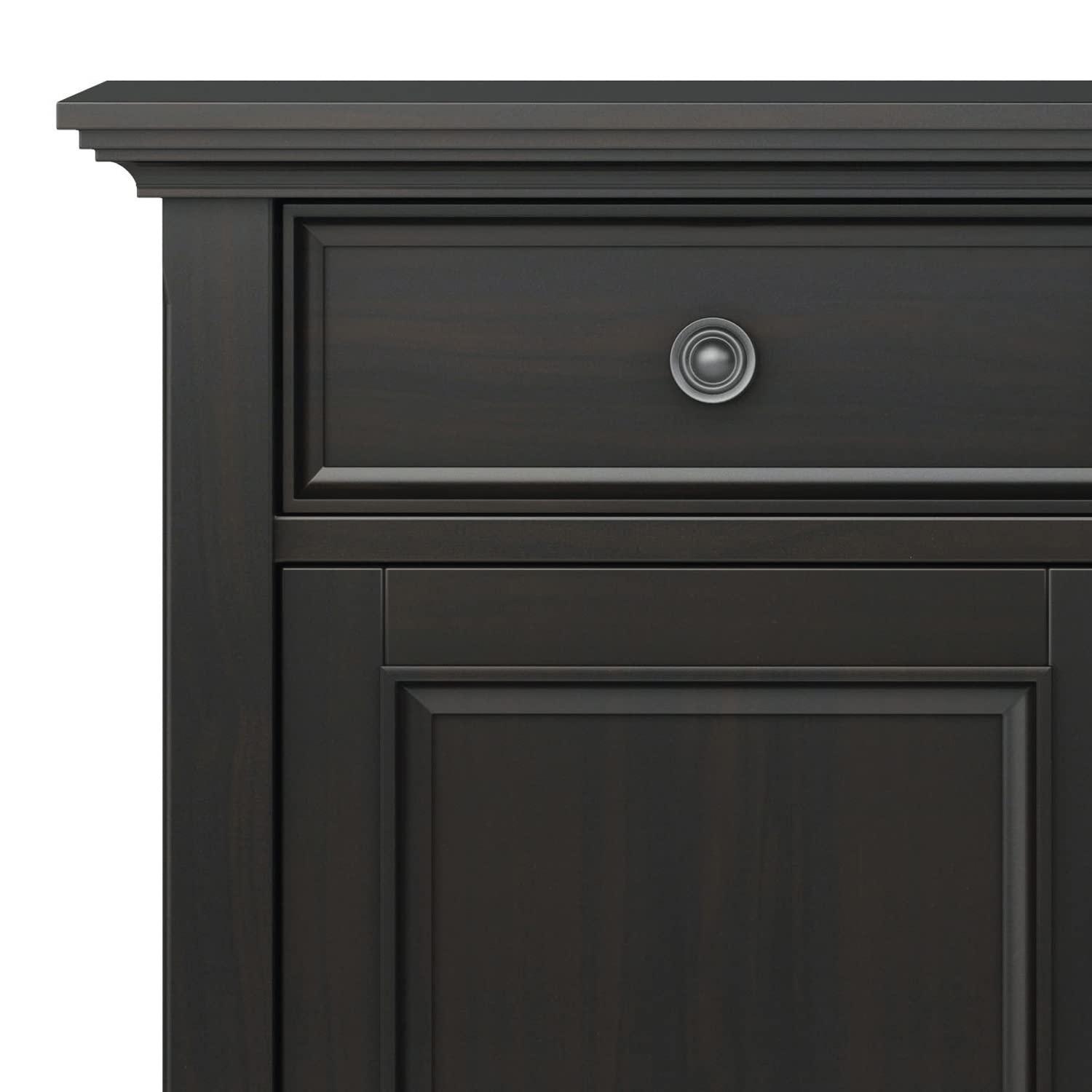 Simpli Home Amherst 36"W Solid Wood 2-Shelf Entryway Storage Cabinet with 2 Drawers and Adjustable Shelves