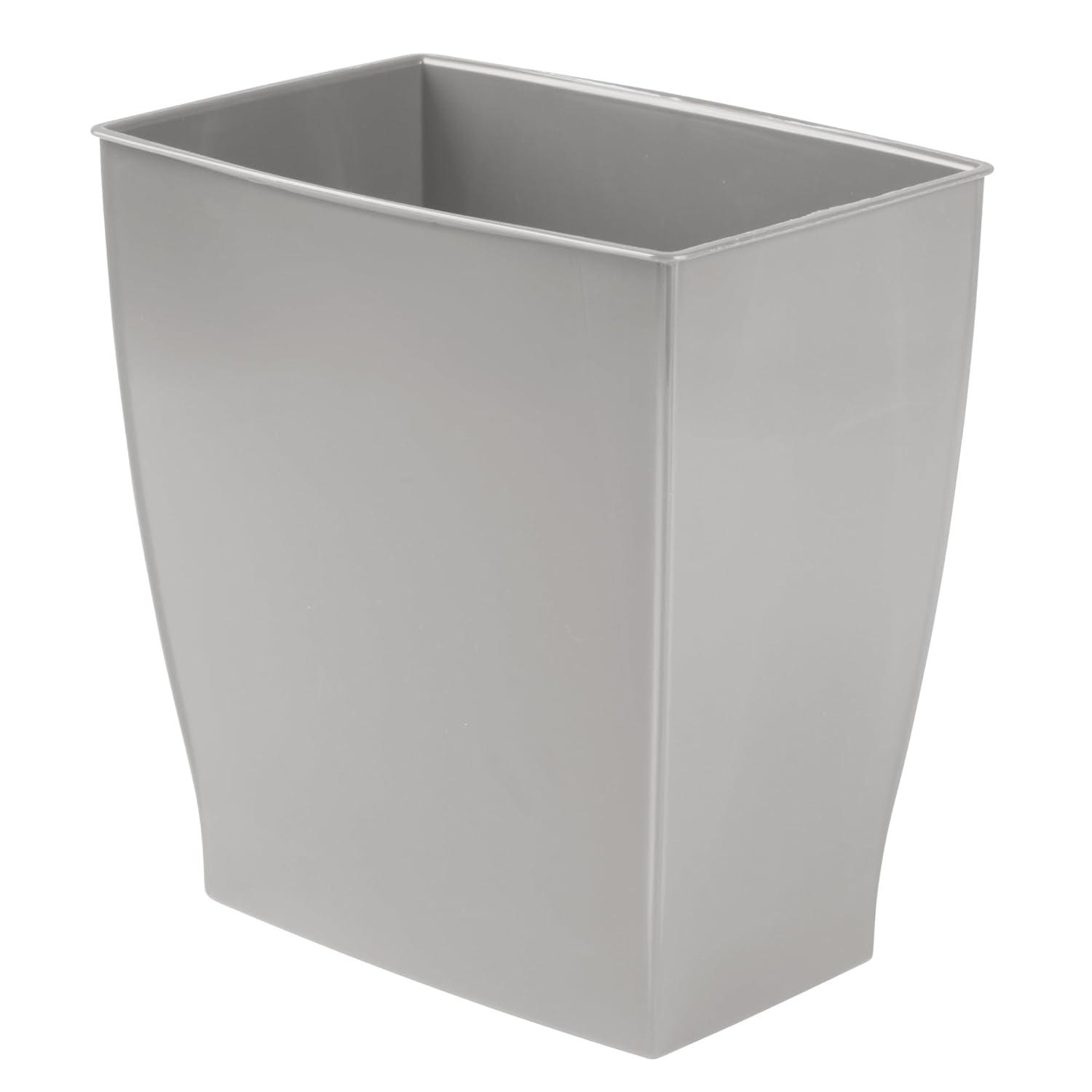 iDesign Mono BPA-Free Plastic Rectangular Waste Basket - 11.25" x 7.5" x 12", Gray