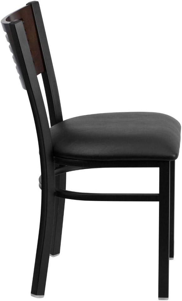 Hercules High Slat-Back Black and Walnut Metal Side Chair