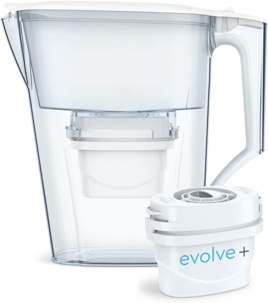Aqua Optima Aqua Optima Water Filter Pitcher Value Pack For Tap And Drinking Water With 3 Evolve+ Filter, Bpa Free, Wqa Certified, Liscia Design (white)