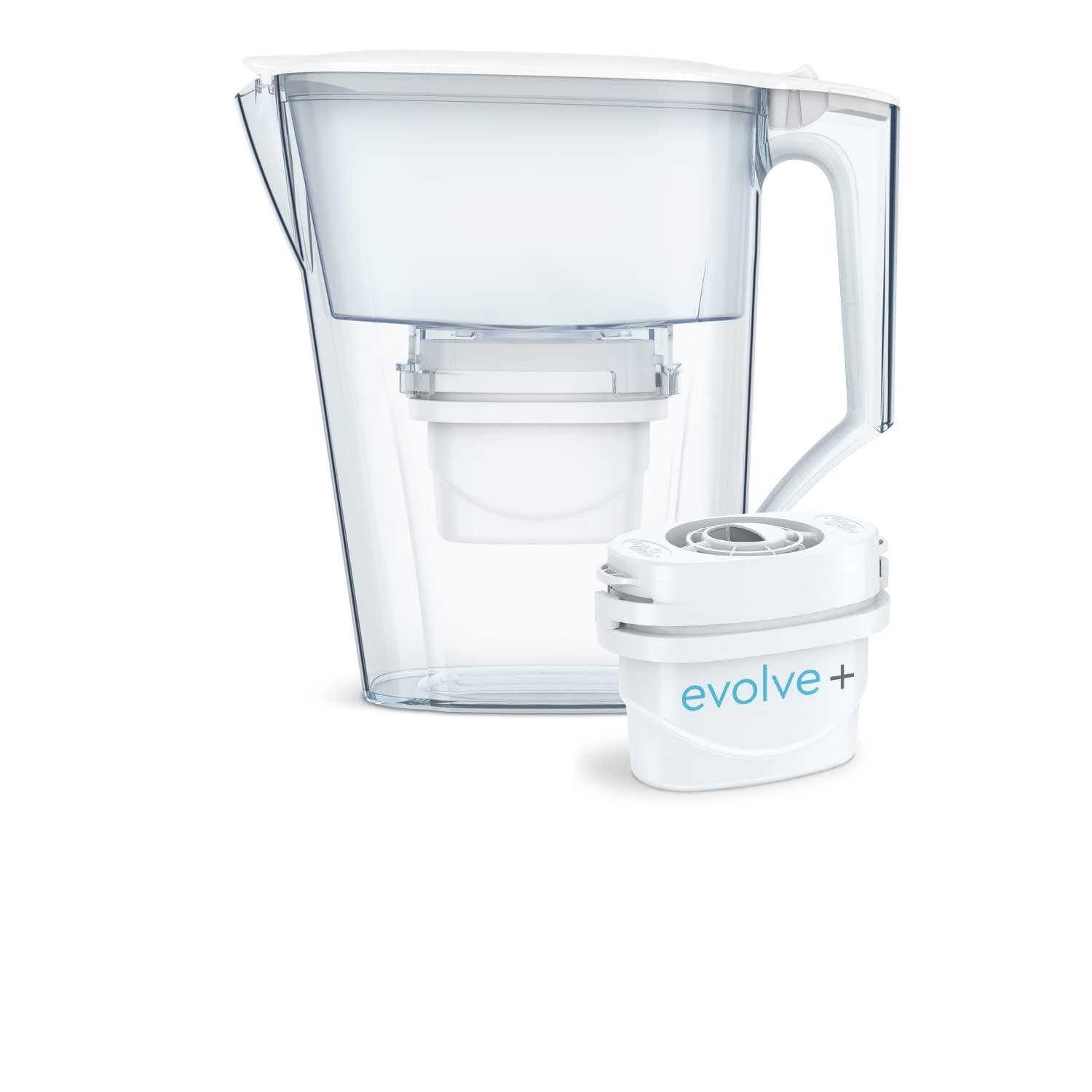 Aqua Optima Aqua Optima Water Filter Pitcher Value Pack For Tap And Drinking Water With 3 Evolve+ Filter, Bpa Free, Wqa Certified, Liscia Design (white)