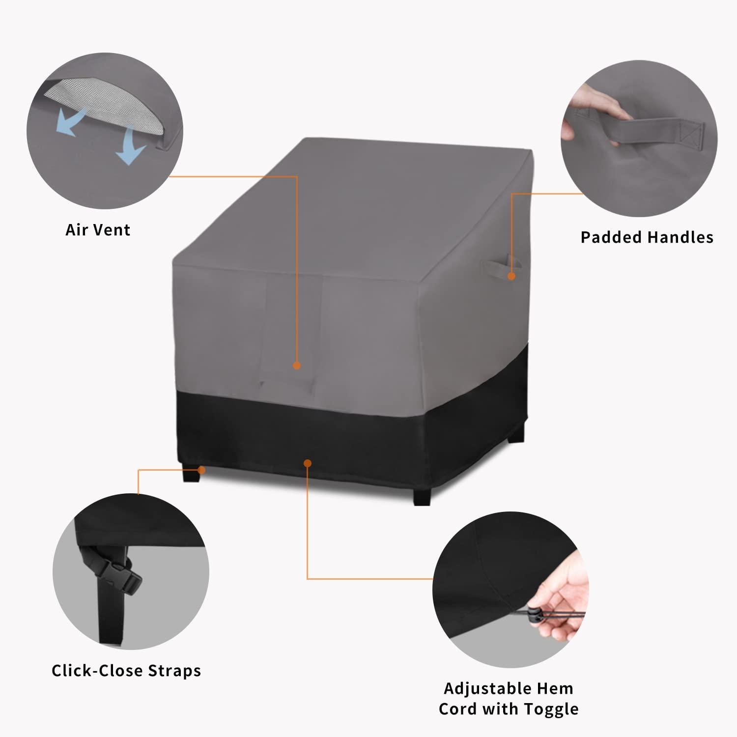 Easy-Going Outdoor Chair Cover Waterproof, Heavy Duty Patio Chair Cover, Windproof Outdoor Furniture Cover with Air Vent (1 Pack-33.5Wx40Dx36H inch, Gray/Black)