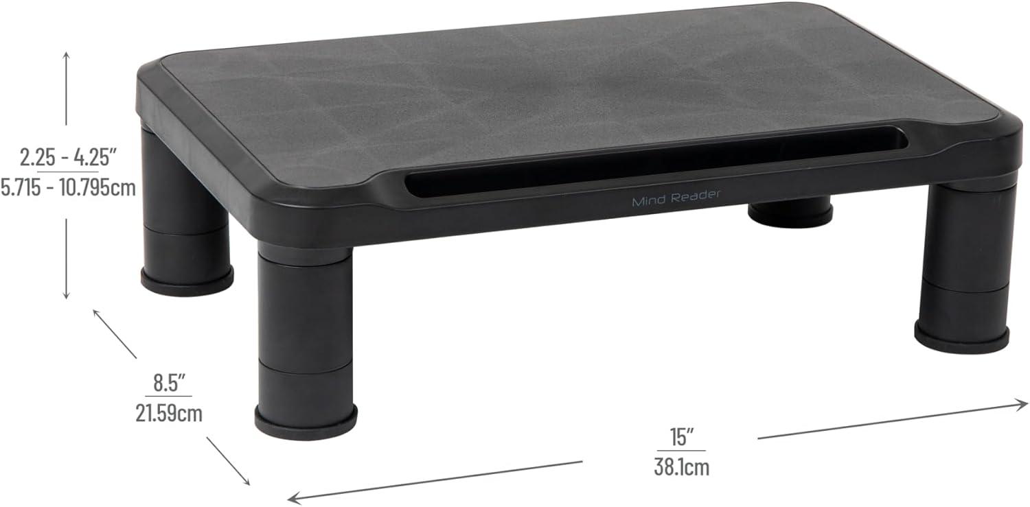 Adjustable Black Plastic Monitor Stands, Set of 2