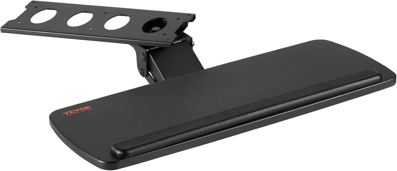 Keyboard Tray under Desk Adjustable Height, Height and Angle Adjustable under Desk Keyboard Tray Slide out, Large 25x9.8 inch Keyboard Holder under Desk for Typing in Home, Office Work