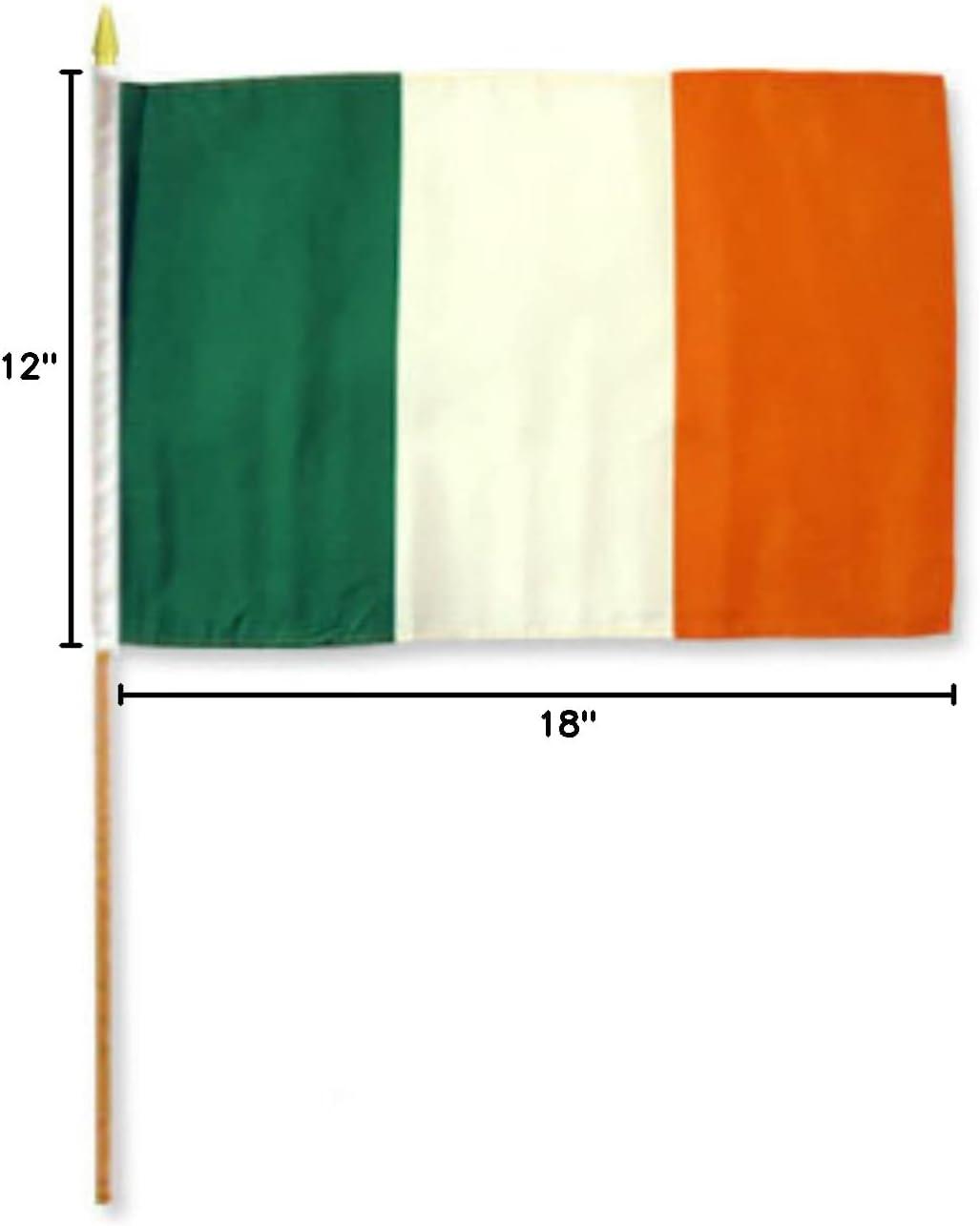 Ireland 12" x 18" Polyester Stick Flag with Wooden Staff