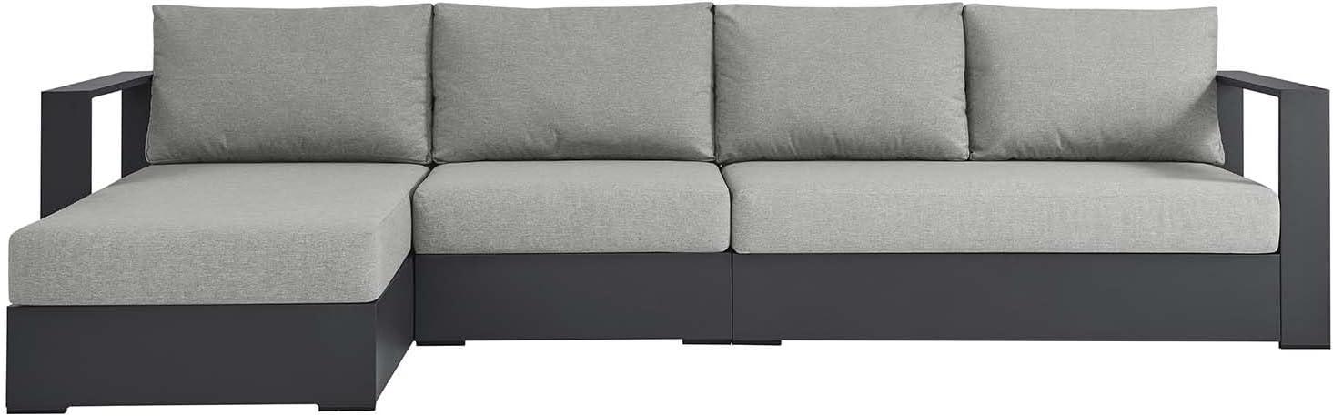 Tahoe Gray Aluminum Outdoor Sectional Sofa with Cushions