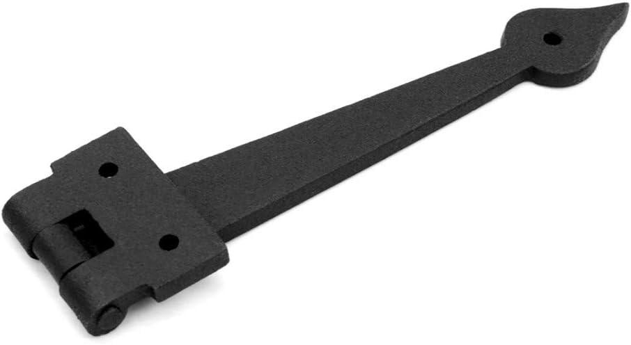 Renovators Supply Black Wrought Iron Strap Hinge Pair 7-3/8 in Spear Tip Flush Mount Heavy Duty Strap Gate and Door Hinges w/Hardware