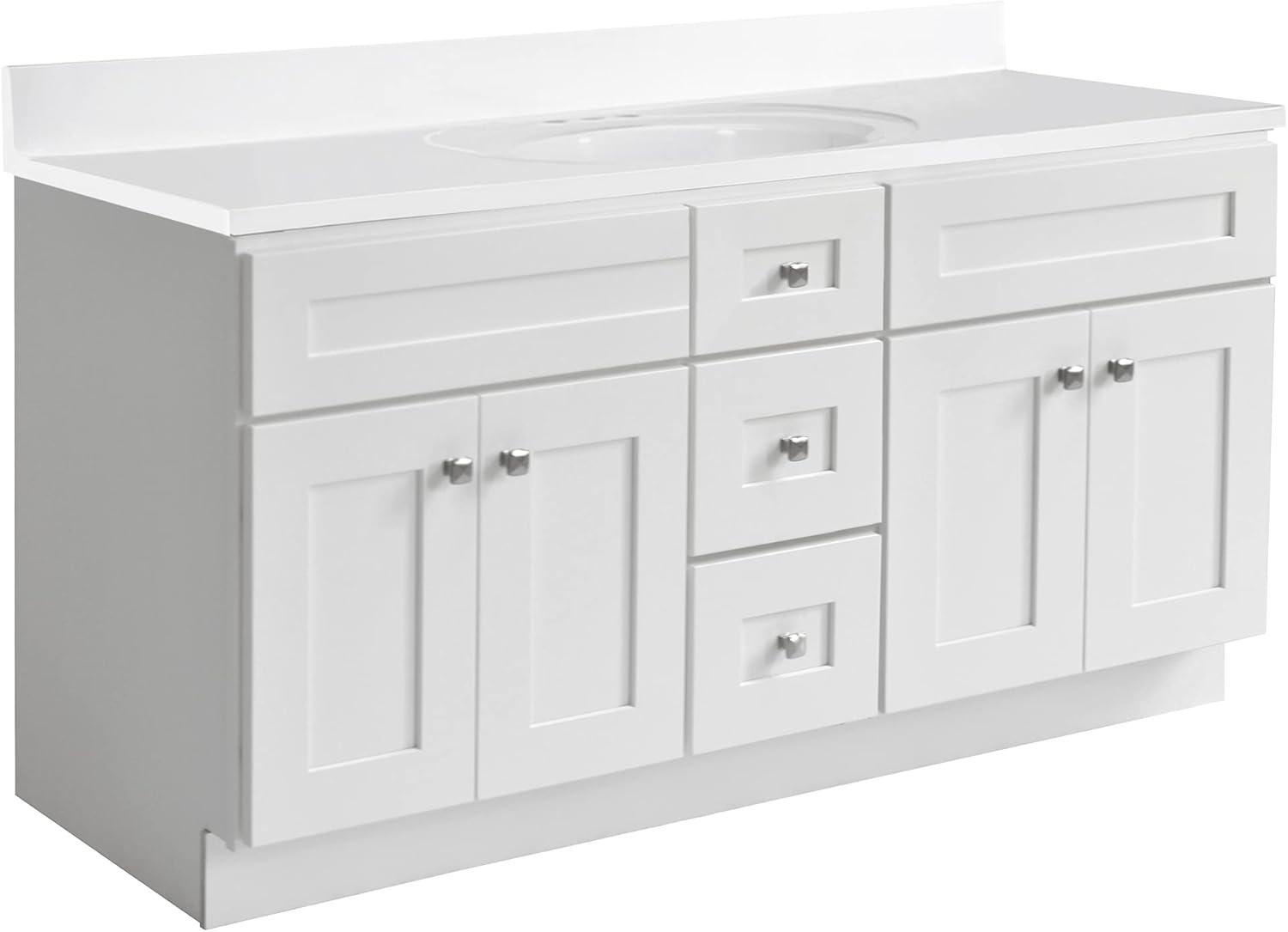 Brookings 60 Inch Bathroom Vanity, Ready to Assemble