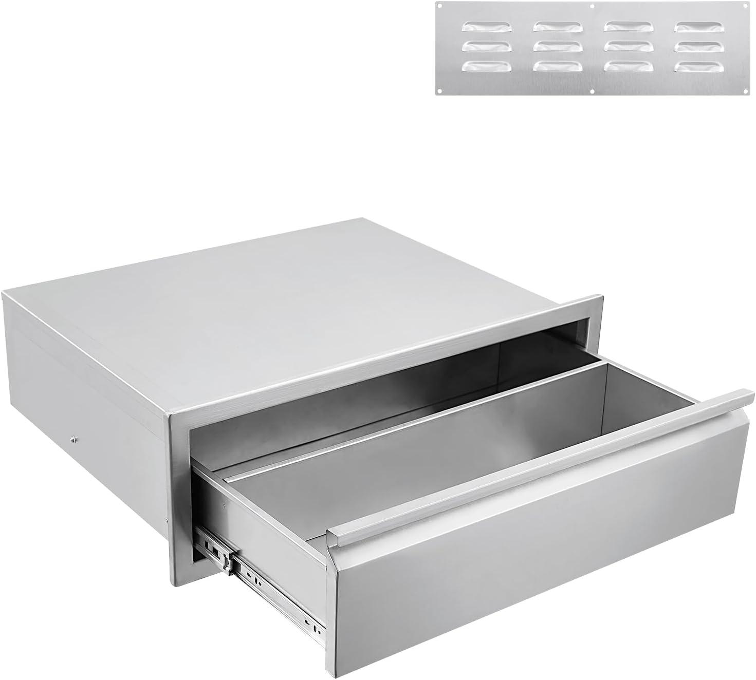 WhizMax Outdoor Kitchen Cabinets with Venting Panel,30x23x10inch,Stainless Steel Drawer Cabinet with Handle for Kitchens or BBQ Patio Grill Station