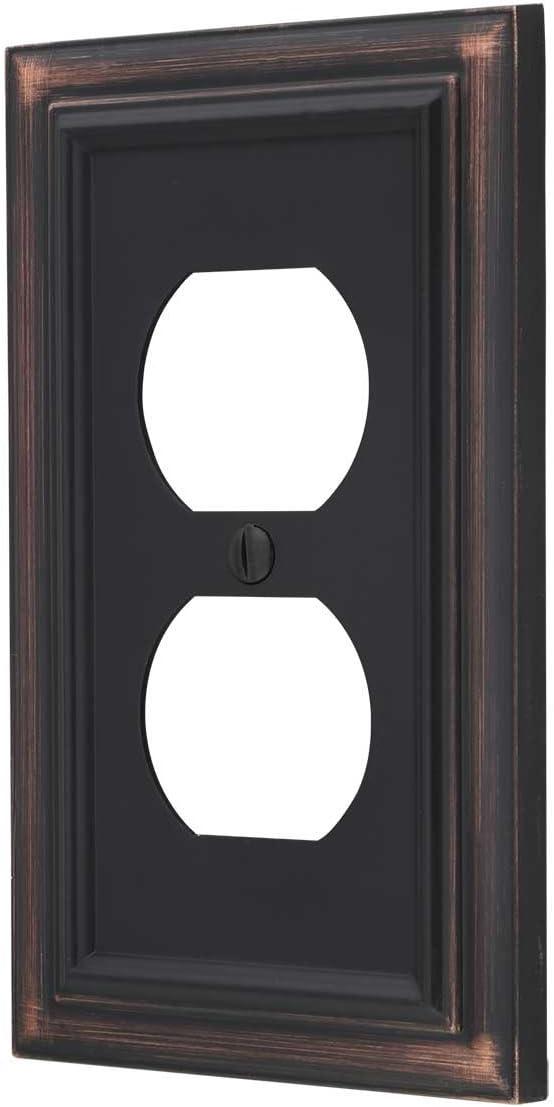 Aged Bronze Cast Metal Single Duplex Wall Plate