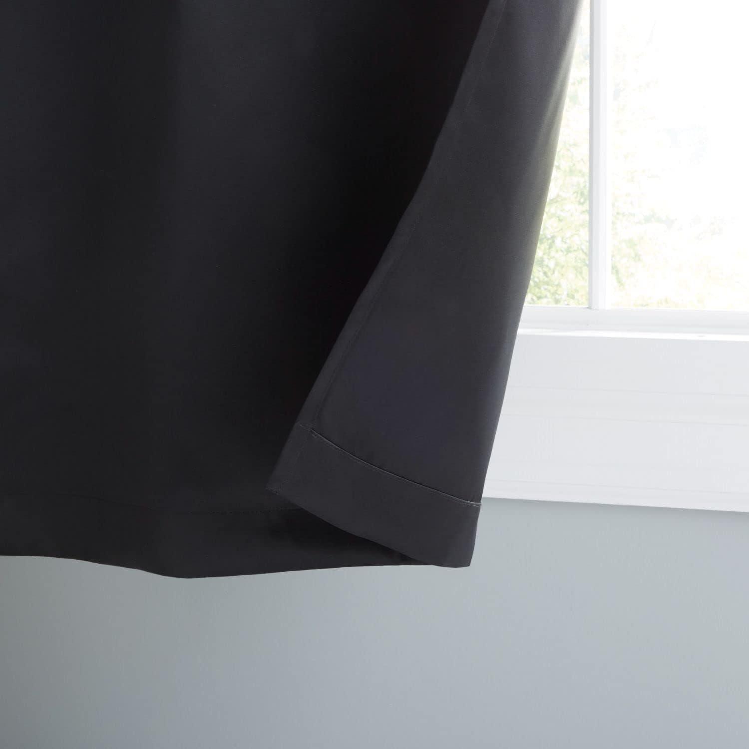 Estate View™ Seville Solid Room Darkening Grommet Top Curtain Panel Pair, 38"x96", Black