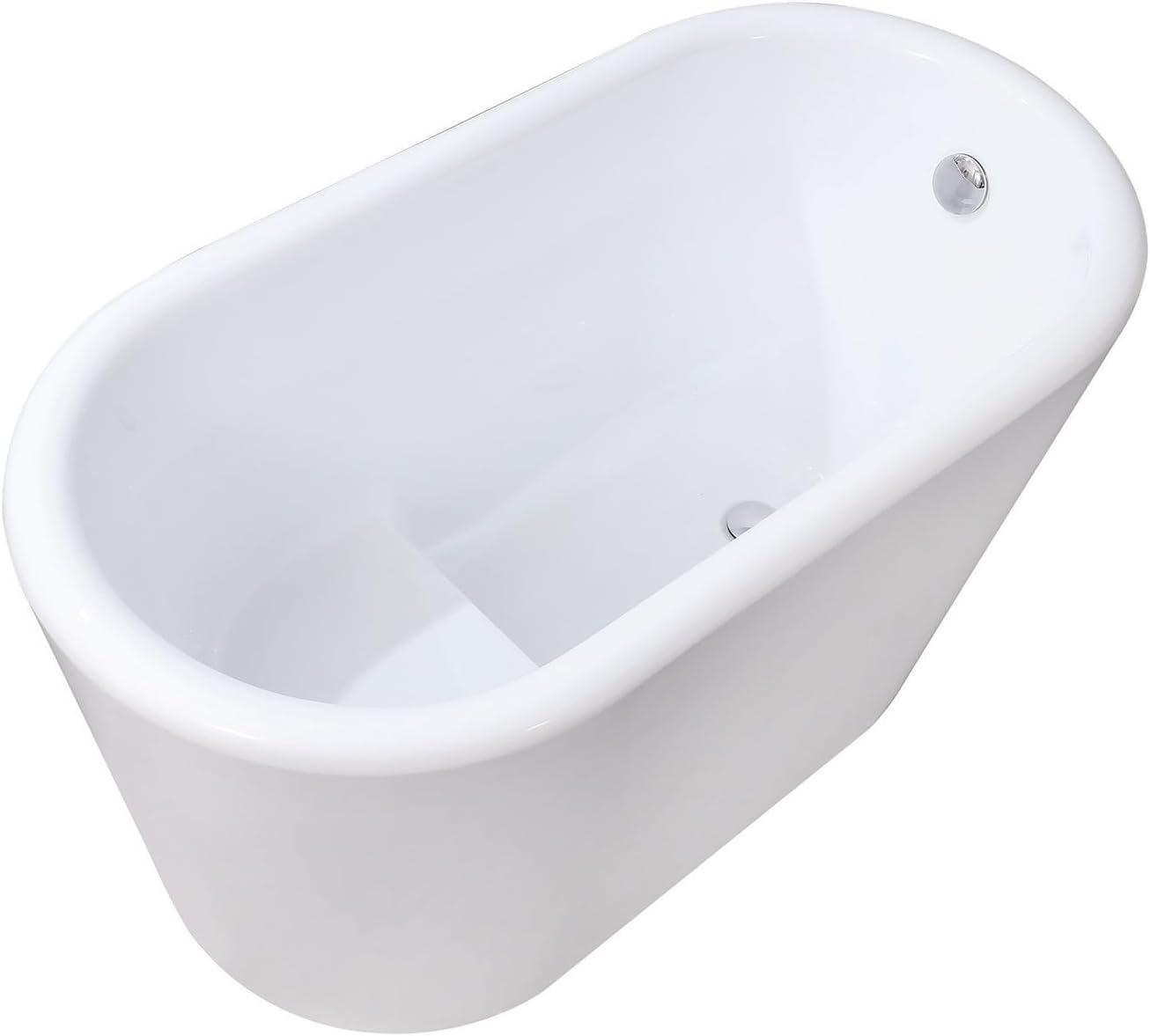 Kingston Brass Aqua Eden 51-Inch Acrylic Oval Double Ended Freestanding Tub with Drain and Integrated Seat