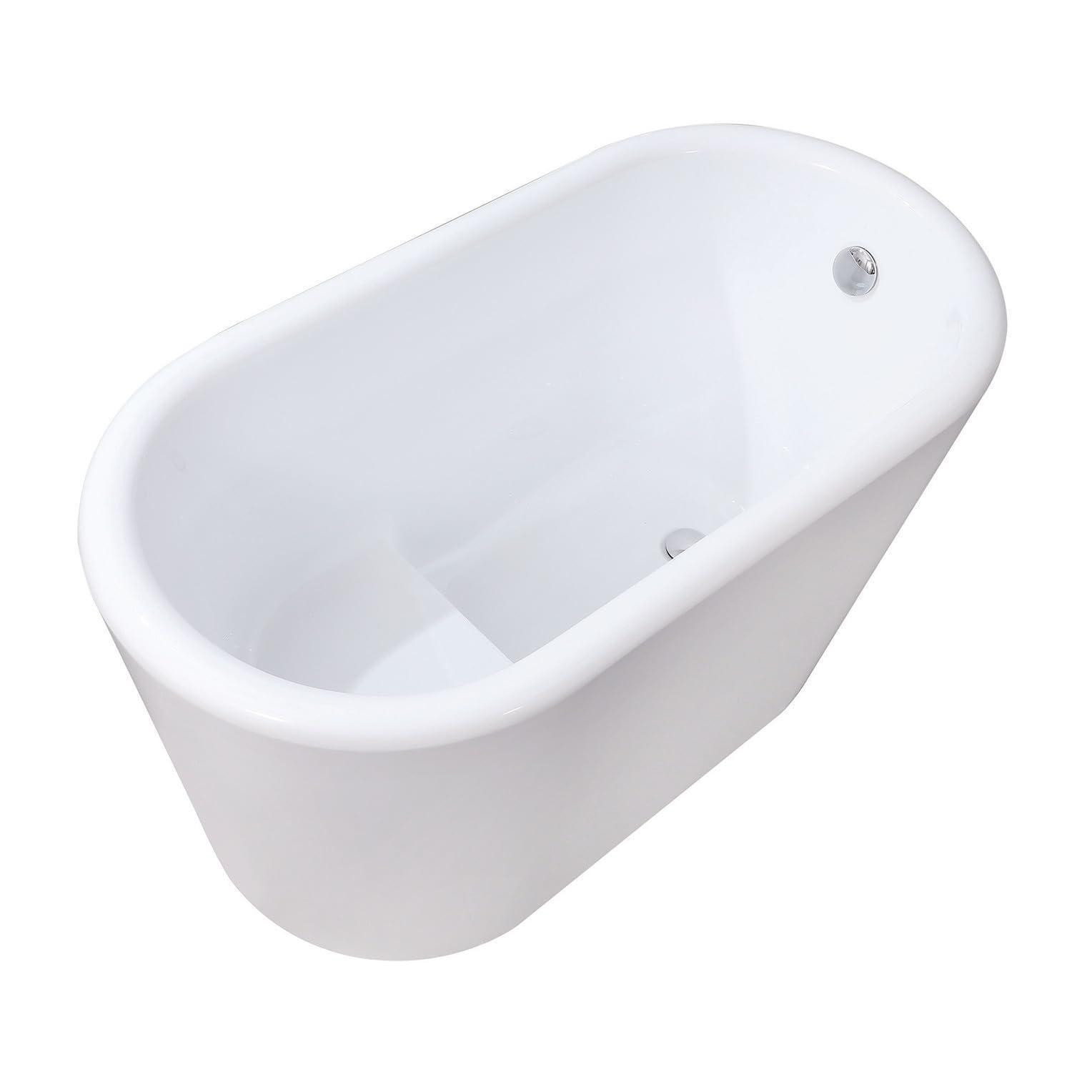 Kingston Brass Aqua Eden 51-Inch Acrylic Oval Double Ended Freestanding Tub with Drain and Integrated Seat