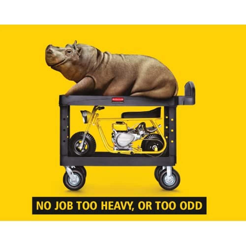 Rubbermaid Heavy Duty 2-Shelf Utility Cart With Lipped Shelf Medium