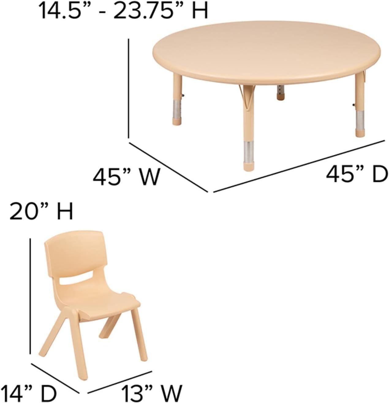 Goddard Round Plastic Height Adjustable Activity Table Set with 4 Chairs