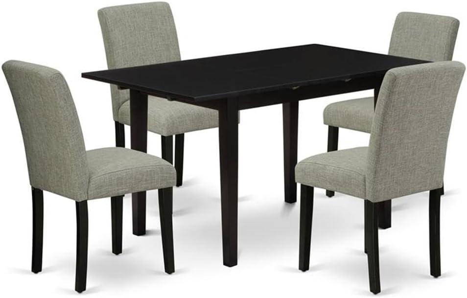 East West Furniture Norfolk 5-piece Wood Dining Set with High Back in Black