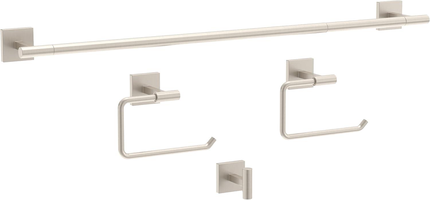 Nash 4-Piece Bath Hardware Set 18" Towel Bar w/ Extender Toilet Paper Holder Towel Holder Towel Hook