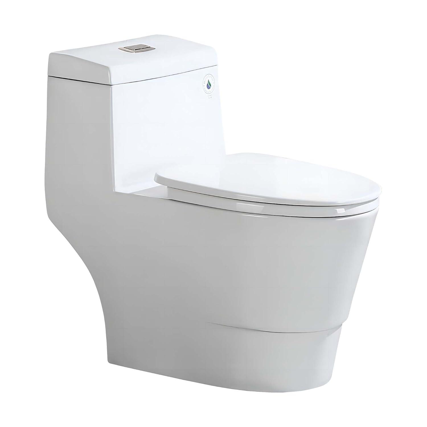 WoodBridge 1.28 GPF Elongated One Piece Dual-Flush Toilet with Soft-Closing Seat,MAP Flushing 1000G B0750-B/N