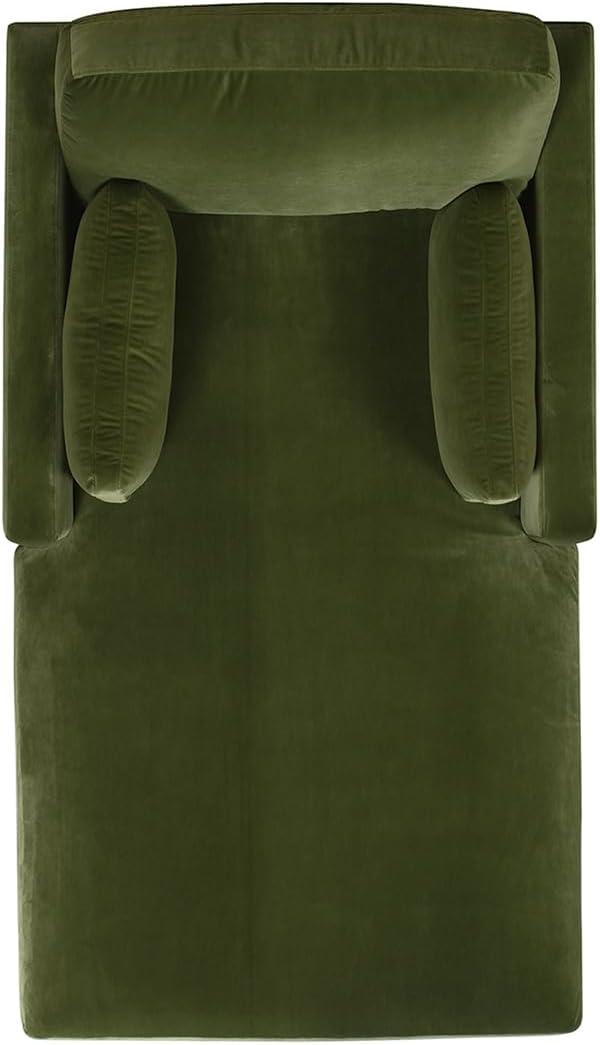 Jennifer Taylor Home Knox 65" Modern Farmhouse Performance Velvet Living Room Chaise Lounge Chair in Olive Green