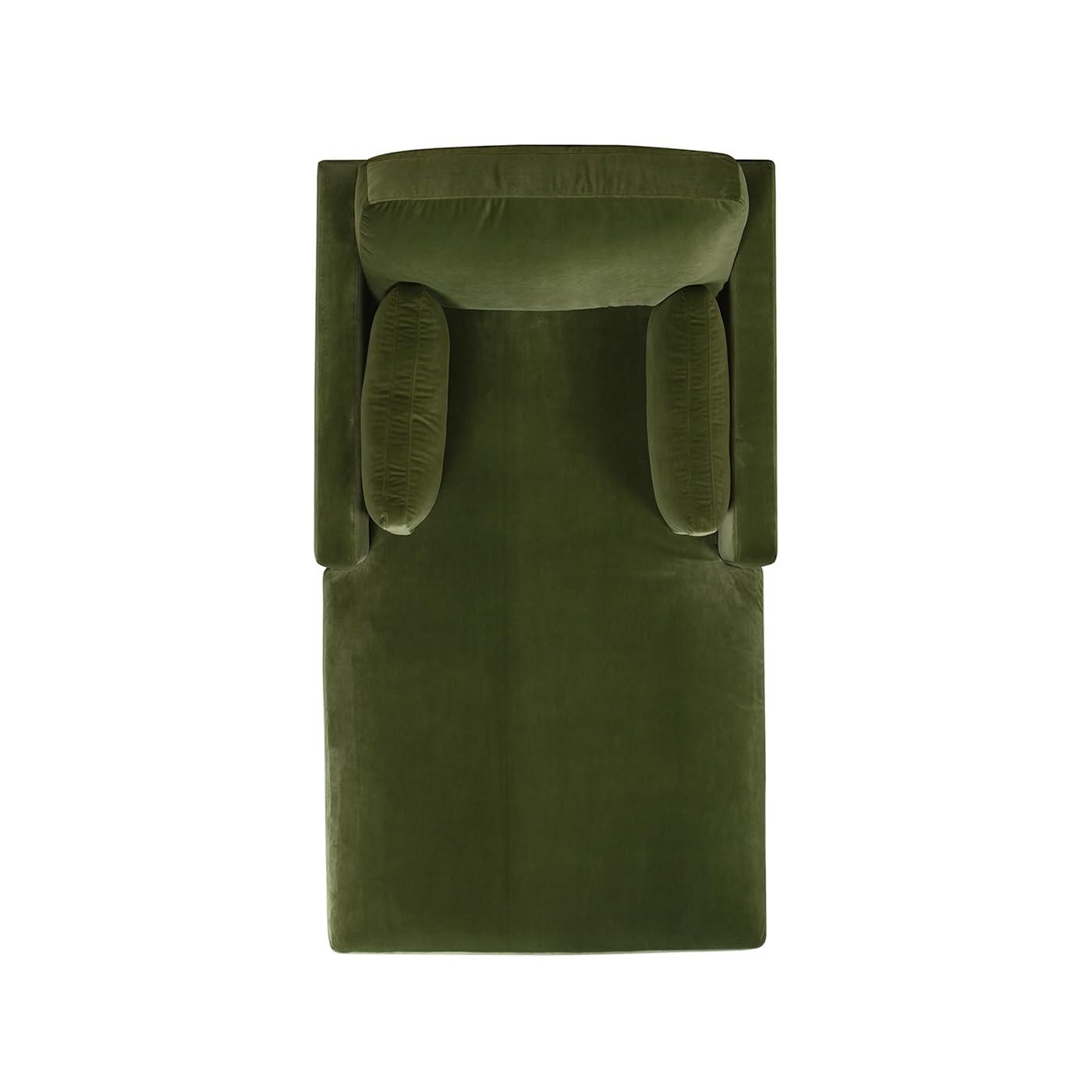 Jennifer Taylor Home Knox 65" Modern Farmhouse Performance Velvet Living Room Chaise Lounge Chair in Olive Green