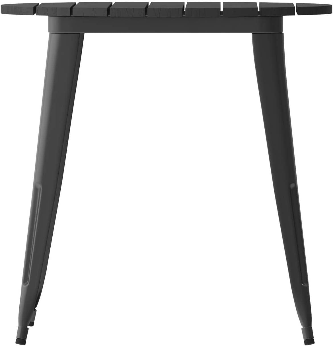 Flash Furniture Declan Commercial Grade Indoor/Outdoor Dining Table, 30" Round All Weather Black Poly Resin Top with Black Steel Base