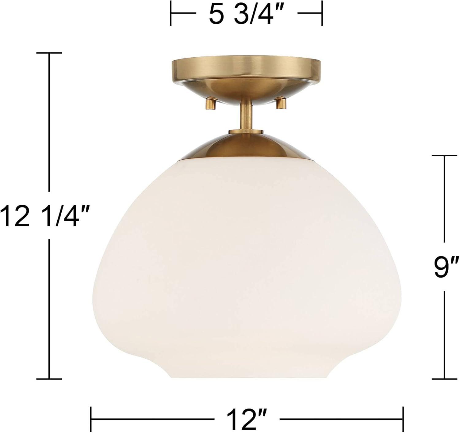 16'' Warm Brass Opal Glass Modern Semi-Flushmount Ceiling Light