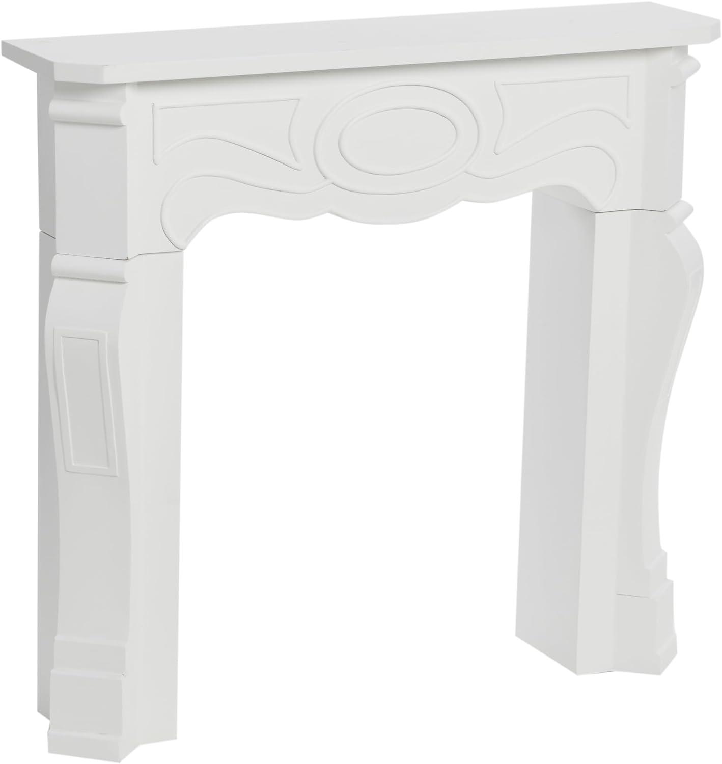 Victorian White Painted Wood Decorative Fireplace Mantel