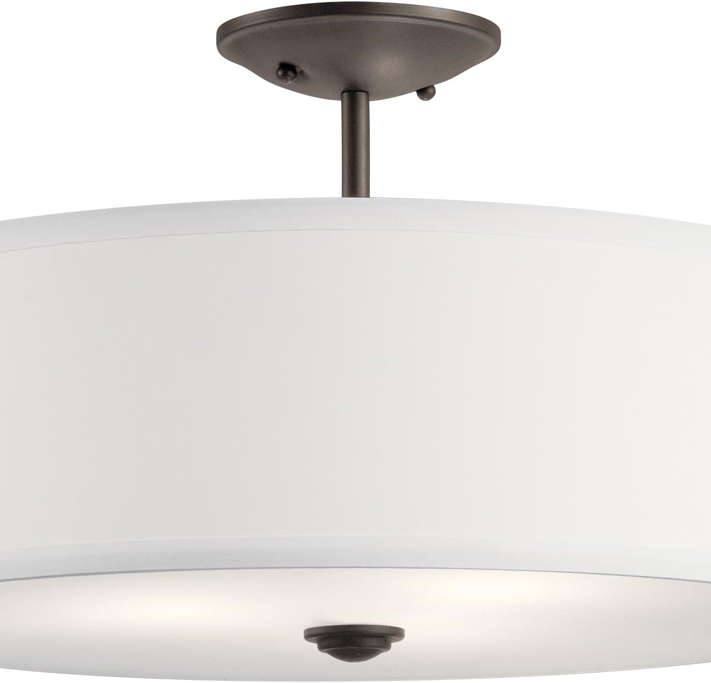 Kichler Shailene 18" 3 Light Olde Bronze Semi-Flush Mount Light with Microfiber Shade