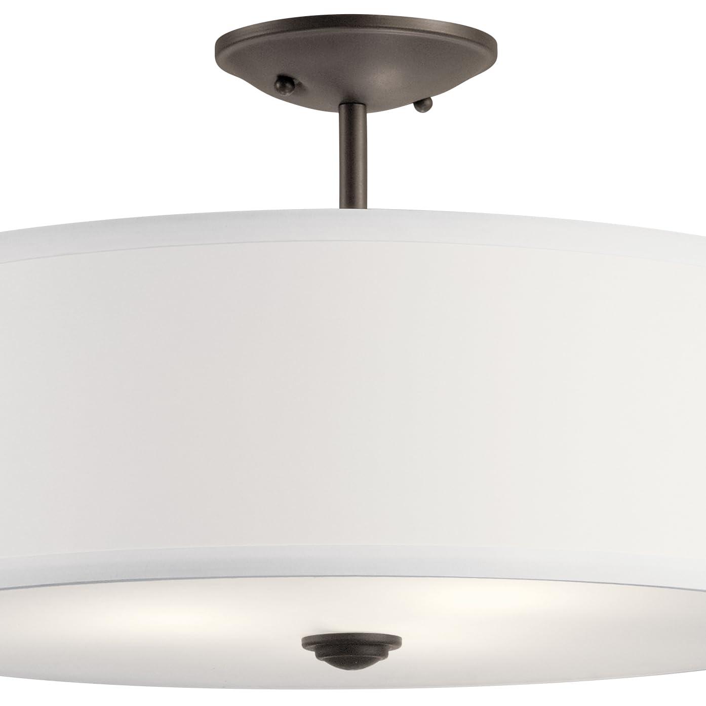 Kichler Shailene 18" 3 Light Olde Bronze Semi-Flush Mount Light with Microfiber Shade
