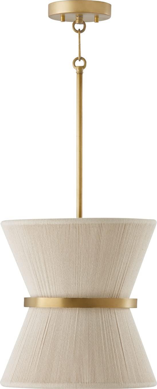 Capital Lighting 341211 Cecilia 12" Wide Pendant - Bleached Natural Rope / Patinaed Brass