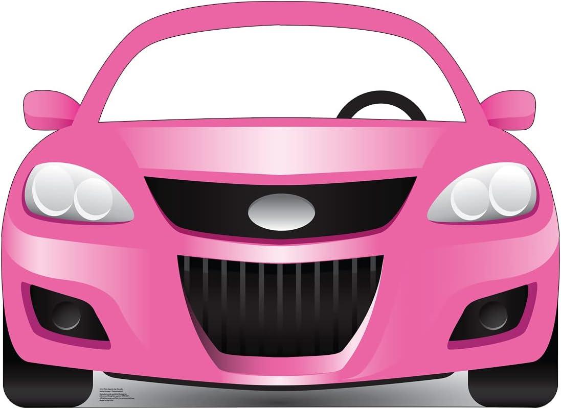 37'' Pink Sports Car Cardboard Standup with Easel