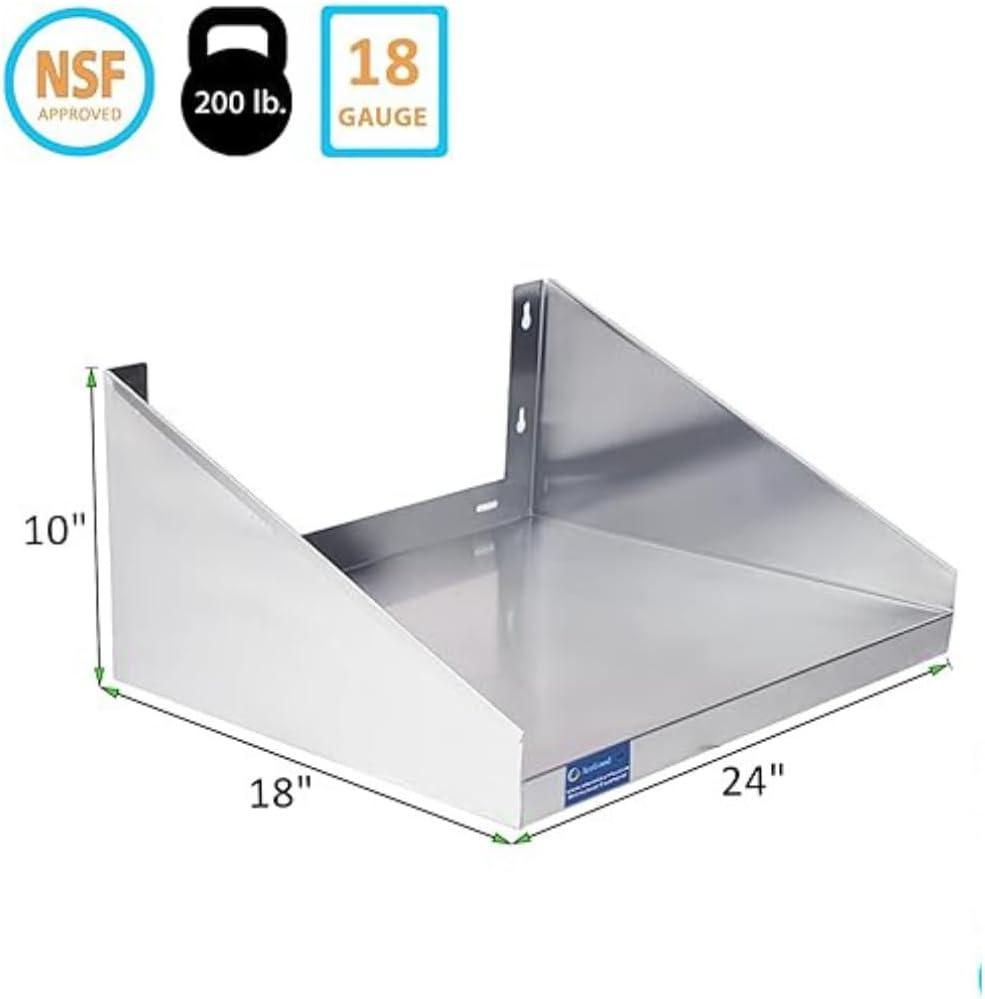 24" Stainless Steel Wall Shelf with Side Guards