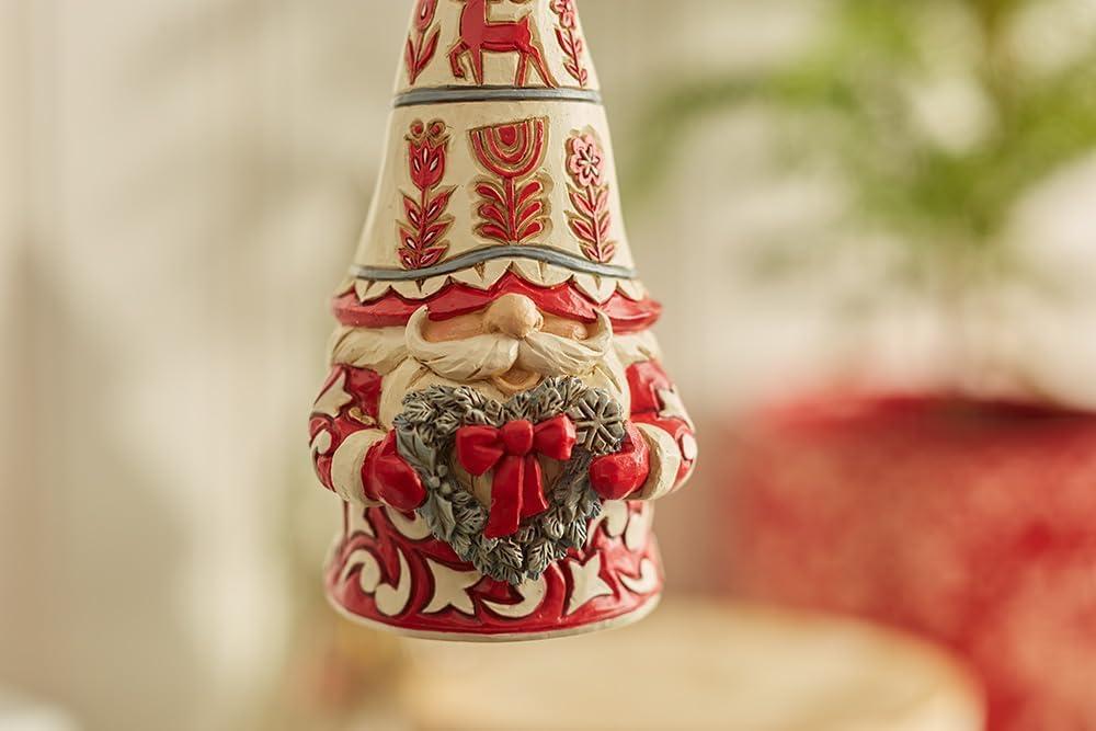 Nordic Noel Gnome Resin Hanging Ornament with Heart Wreath